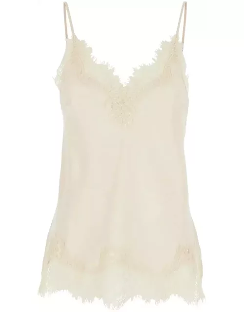 Gold Hawk coco White Camie Top With Tonal Lace Trim In Silk Woman