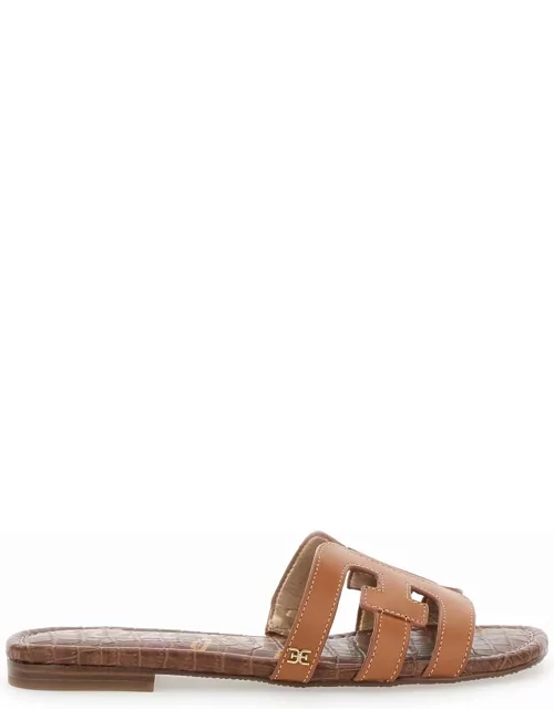 Sam Edelman bay Slide Brown Slip-on Sandals With Logo Detail In Leather Woman