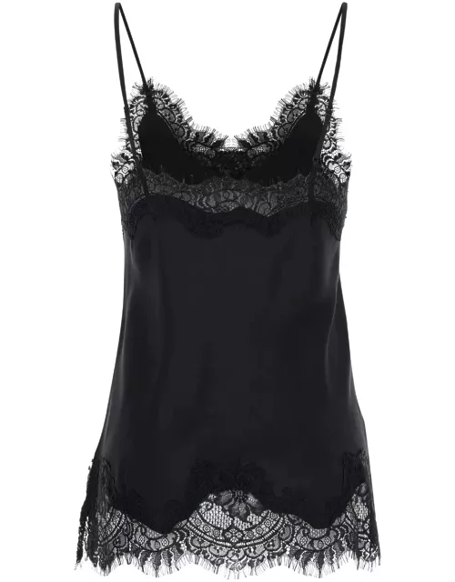 Gold Hawk coco Black Camie Top With Tonal Lace Trim In Silk Woman
