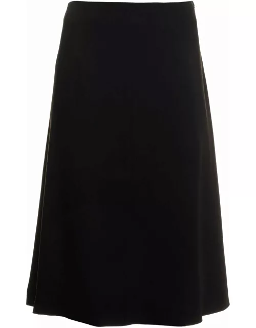 Douuod Black Pleated Long Skirt In Techno Fabric Woman