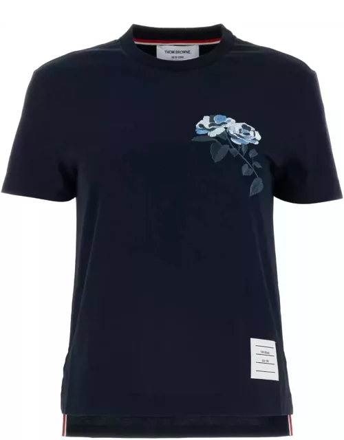 Thom Browne Navy Blue Cotton T-shirt