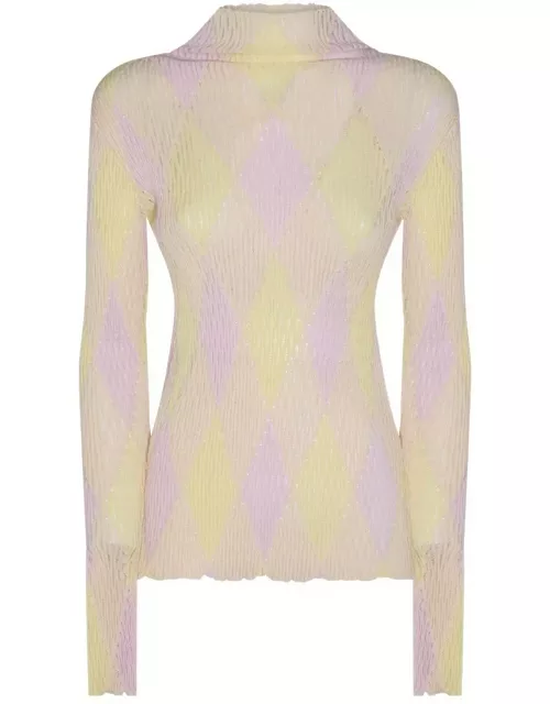 Burberry High-neck Argyle Intarsia-knit Long Sleeved Jumper