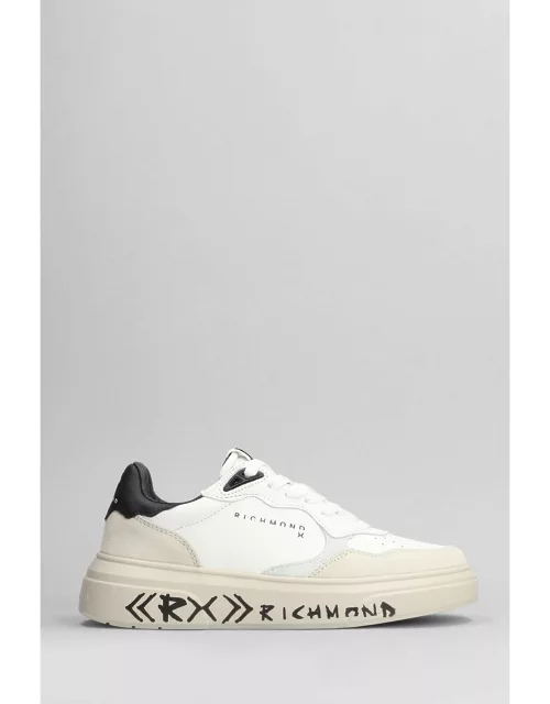 John Richmond Sneakers In White Suede And Leather