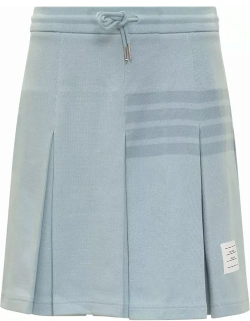Thom Browne 4-bar Pleated Cotton Skirt