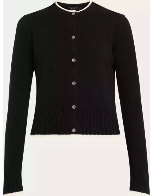 Cashmere Tipped Crew Cardigan