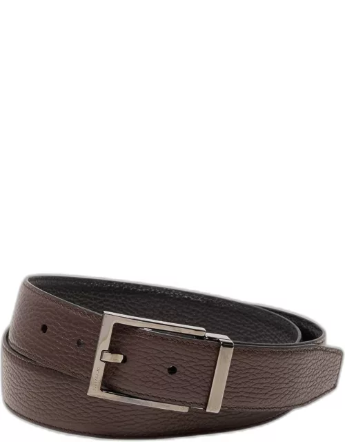Men's Double Adjustable Square-Buckle Leather Belt