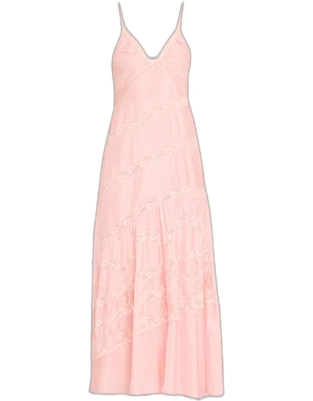 Idalia Silk Habotai Lace Maxi Dres