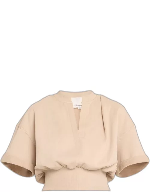 Short-Sleeve Cropped Sweatshirt