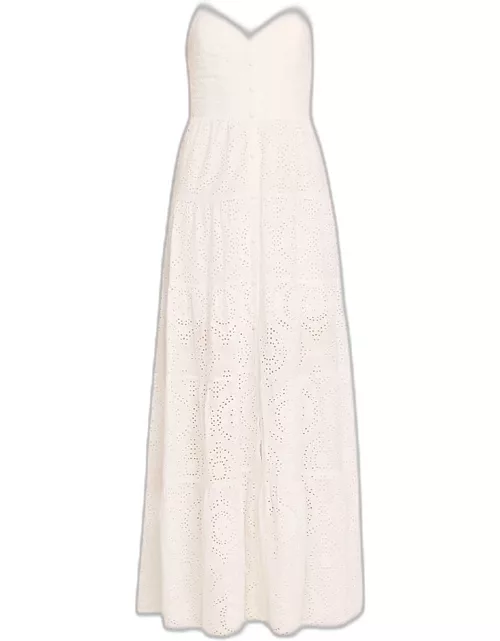 Shantella Embroidered Voile Tiered Maxi Dres