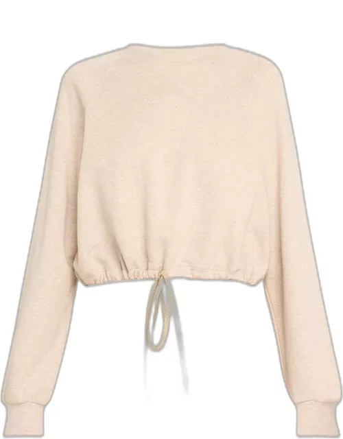 Hadley Cotton-Blend Drawstring-Hem Cropped Sweatshirt