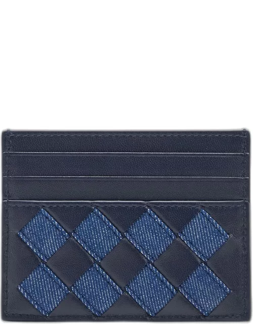 Intrecciato Denim Leather Card Case