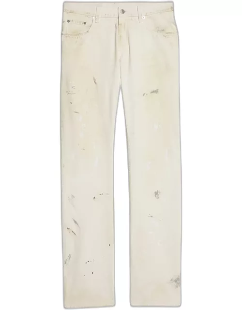Men's Low-Rise Jeans with Paint Splatter