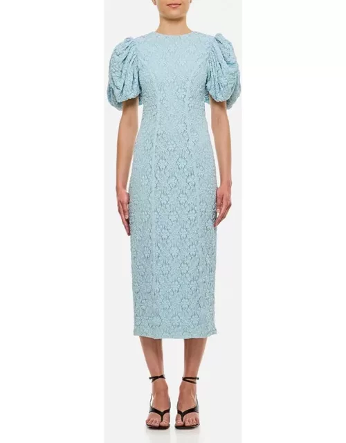 Rotate Birger Christensen Lace Midi Fitted Dress Sky blue