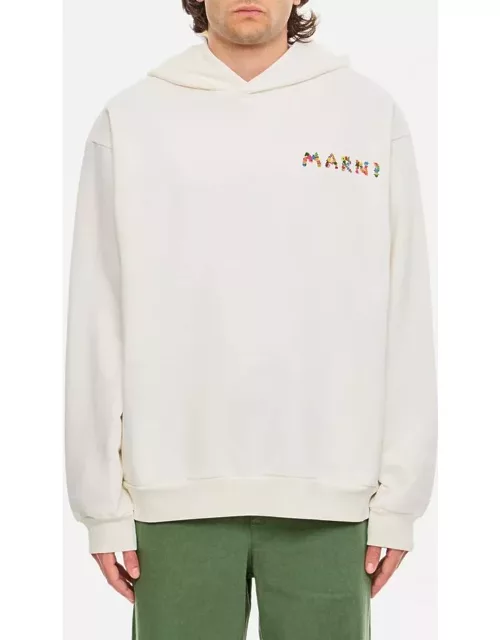 Marni Cotton Hoodie Sweatshirt White