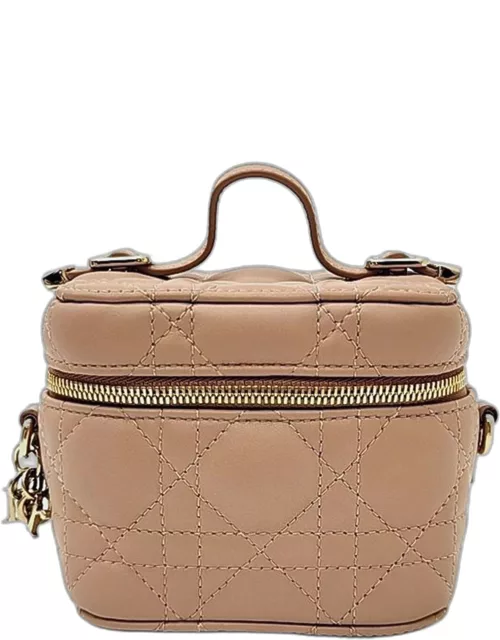 Christian Dior Tan Leather Cannage Micro Vanity Shoulder Bag