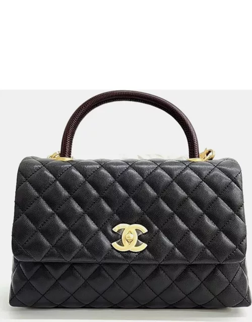Chanel Black Caviar Leather Coco Handle Bag