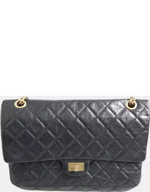 Chanel Black Leather Medium Vintage 2.55 Shoulder Bag