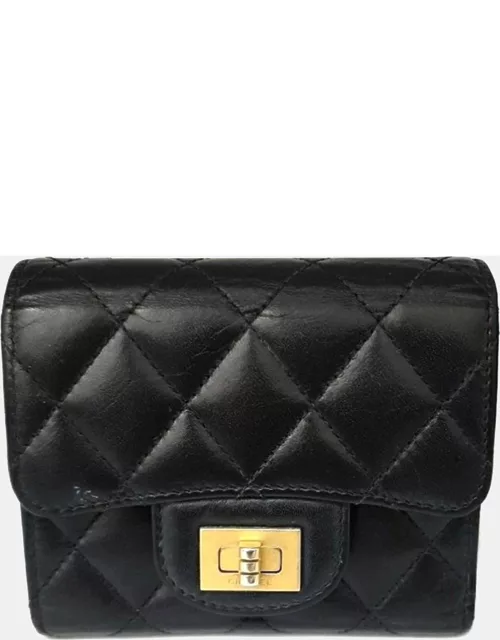 Chanel Black Reissue 2.55 Quilted Pattern Compact Wallet