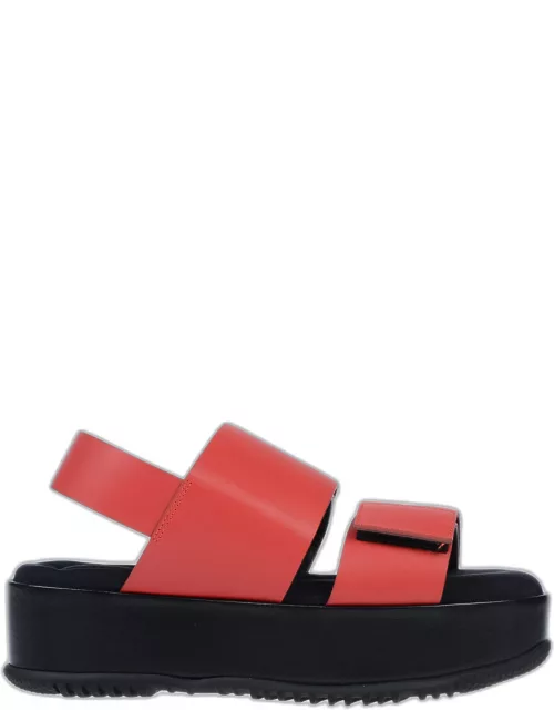 Marni Red Leather Platform Sandals