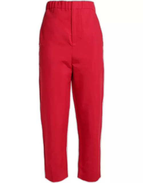 Marni Red Cotton Blend Tapered Pants S (IT 38)