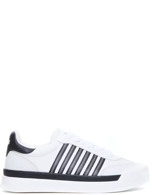 Dsquared2 New Jersey Sneakers In White/black Leather