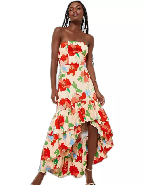 Red Multi Floral Strapless Malory Dres