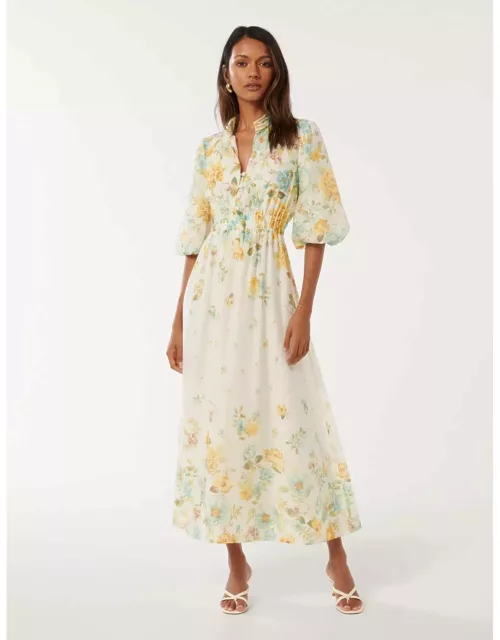 Forever New Women's Ivy Petite Puff-Sleeve Midi Dress in Positano Flora