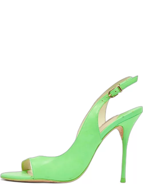 Sophia Webster Neon Green Leather Slingback D'orsay Sandal