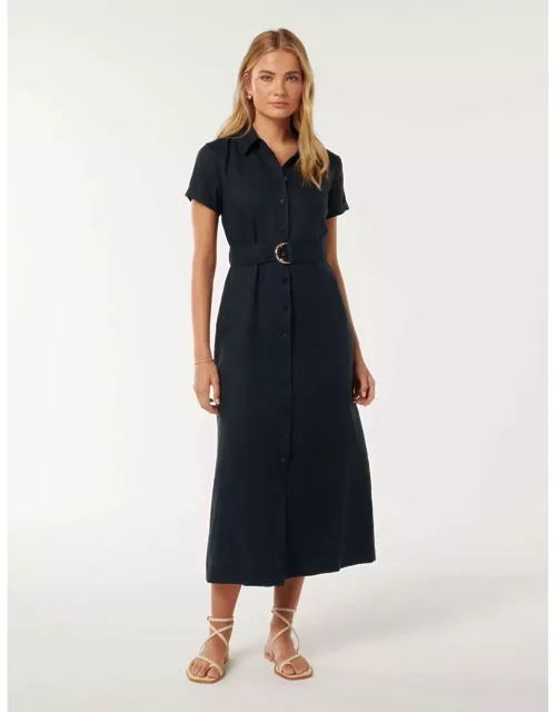 Forever New Women's Briley Linen Shirt Dress in Navy