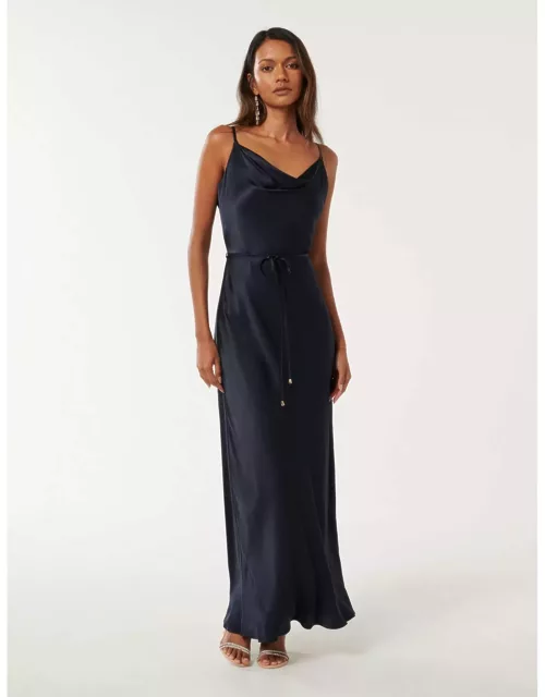 Forever New Women's Lucy Petite Satin Cowl Maxi Dress in Deep Navy