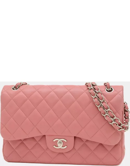 Chanel Pink Leather Jumbo Classic Double Flap Bag
