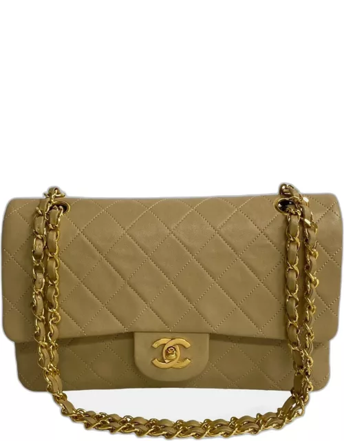 Chanel Beige Leather Classic Medium Double Flap Bag