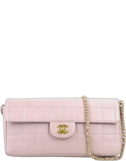 Chanel Light Pink Leather Chocolate Bar Shoulder Bag
