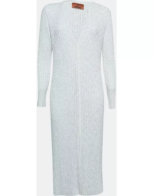 Missoni White Sequined Knit Midi Dress IT
