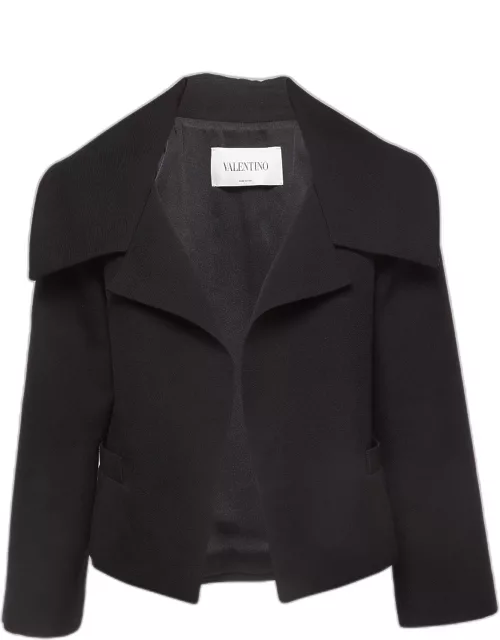 Valentino Black Gabardine Wool Crop Jacket