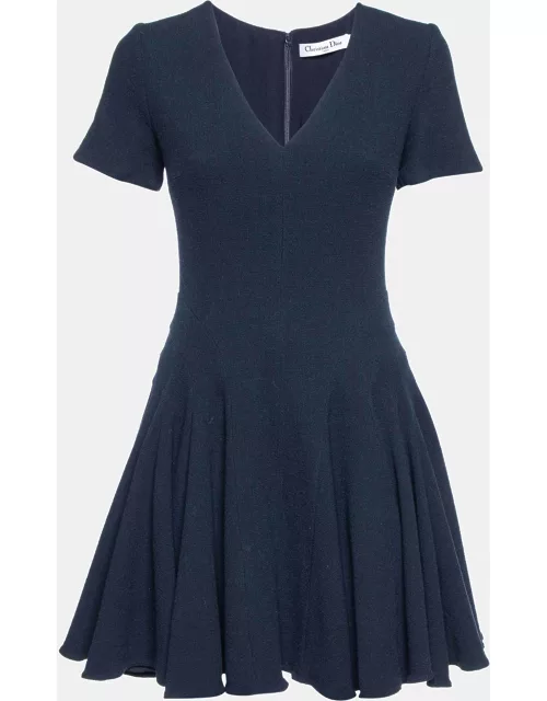 Dior Navy Blue Wool Flared Dress