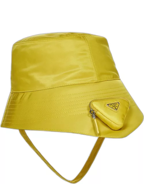 Prada Yellow Re-Nylon Pouch Detail Bucket Hat