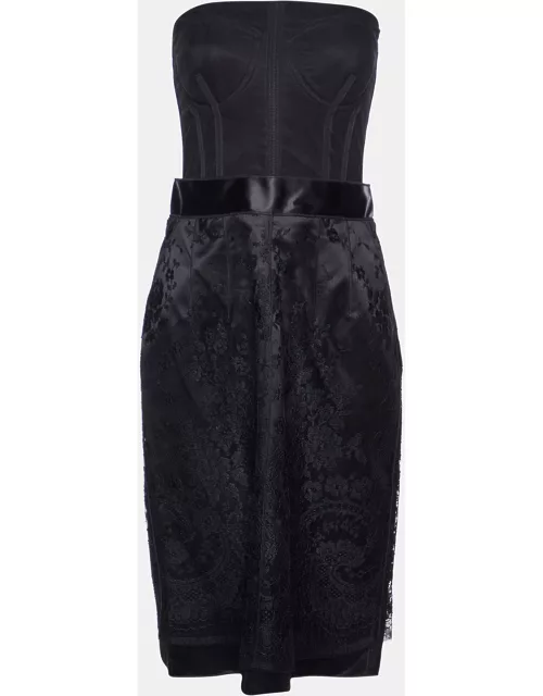 Dolce & Gabbana Black Tulle & Lace Strapless Corset Dress