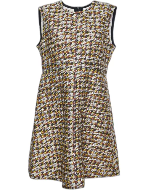 Louis Vuitton Brown Houndstooth Pattern Wool Sleeveless Dress