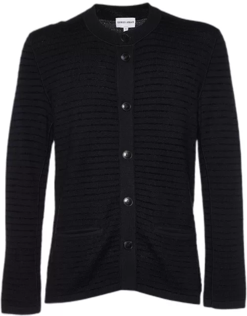 Giorgio Armani Black Wool Knit Button Front Cardigan