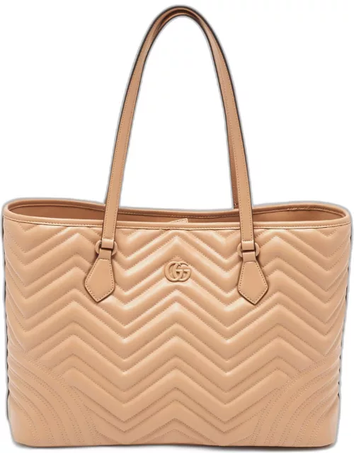 Gucci Beige Matelasse Leather Large GG Marmont Tote