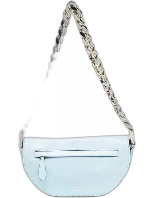 Burberry Pale Blue Soft Leather Small Olympia Shoulder Bag