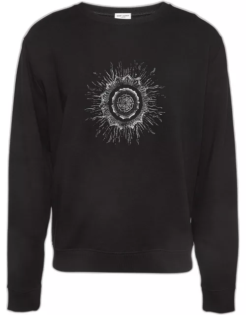 Saint Laurent Paris Black Sun Print Cotton Knit Sweatshirt