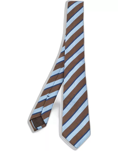 Gucci Blue/Grey Stripe Silk Tie