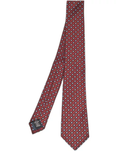 Ermenegildo Zegna Red Patterned Silk Skinny Tie