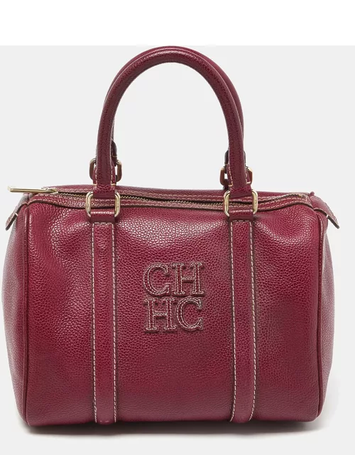 CH Carolina Herrera Purple Leather Andy Boston Bag