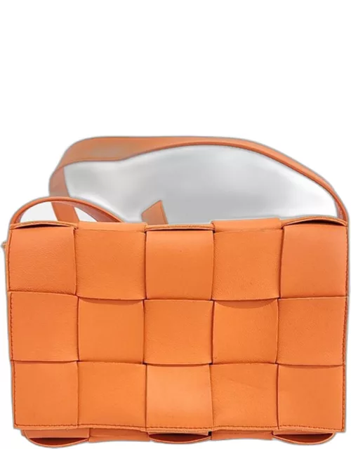 Bottega Veneta Orange Leather Cassette Shoulder Bag