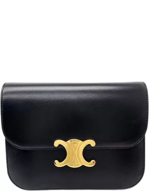 Celine Black Leather Medium Triopnhe Classique Shoulder Bag