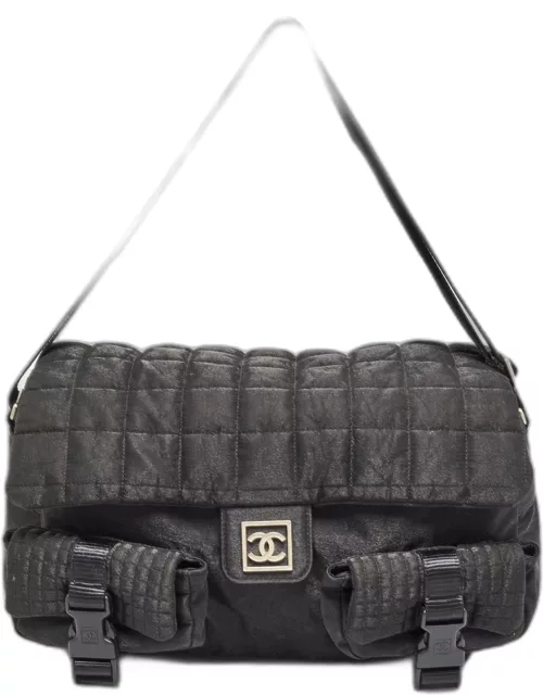 Chanel Black Cube Quilted Nylon Sports Ligne Messenger Bag