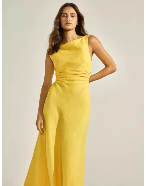 Forever New Women's Tania Linen Midi Dress in Aspen Gold